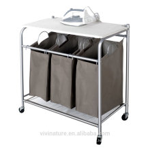 vivinature Laundry Sorter with Foldable Ironing Board, Multifunctional Laundry Cart